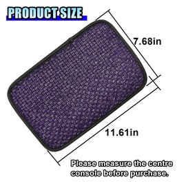 DUSCOKE Car Center Console Armrest Pad, Linen Fabric Auto Armrest Box Protector Cover, 11.6 × 7.7 Inch Vehicle Middle Console Mat, Universal Interior Decoration Accessory for Car, SUV, Truck (Purple)