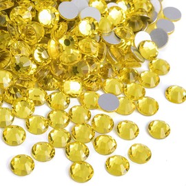 Blinginbox 1440 Pieces SS20/4.6-4.8mm Flat Back Crystal Rhinestones Round Gems for Nail Art,Citrine