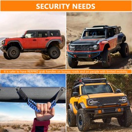 RERPRO 4 Pack Grab Handles for Ford Bronco Accessories 2021 2022 2023 2024 2025 2 Door 4 Door Interior Paracord Roll Bar Grip Door Handle No Embroidery Blue