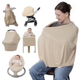 BabbleRoo Nursing Cover Up for Breastfeeding – 95% Muslin, Soft & Breathable Baby Essentials | Newborn Essentials Breastfeeding Covers for Nursing, Multi-Use for Car Seat & High Chair – Buttercream