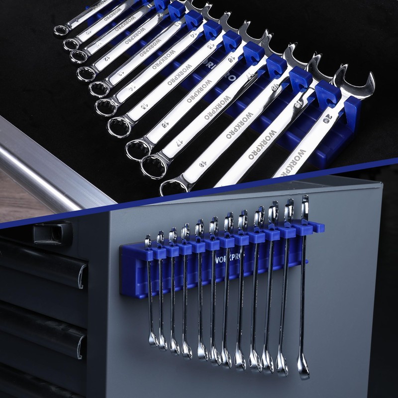 WORKPRO Magnetic Wrench Holder, Magnetic Hanger with 12 Slots for