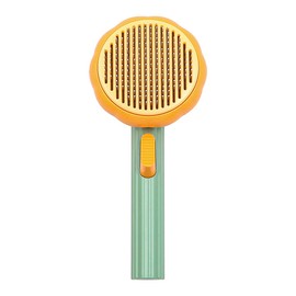 Pet Pumpkin Brush Self Cleaning Slicker Brush One-touch Cleaning Button For Dog And Cat Grooming Brush Cute Shape Handle Smooth Brush