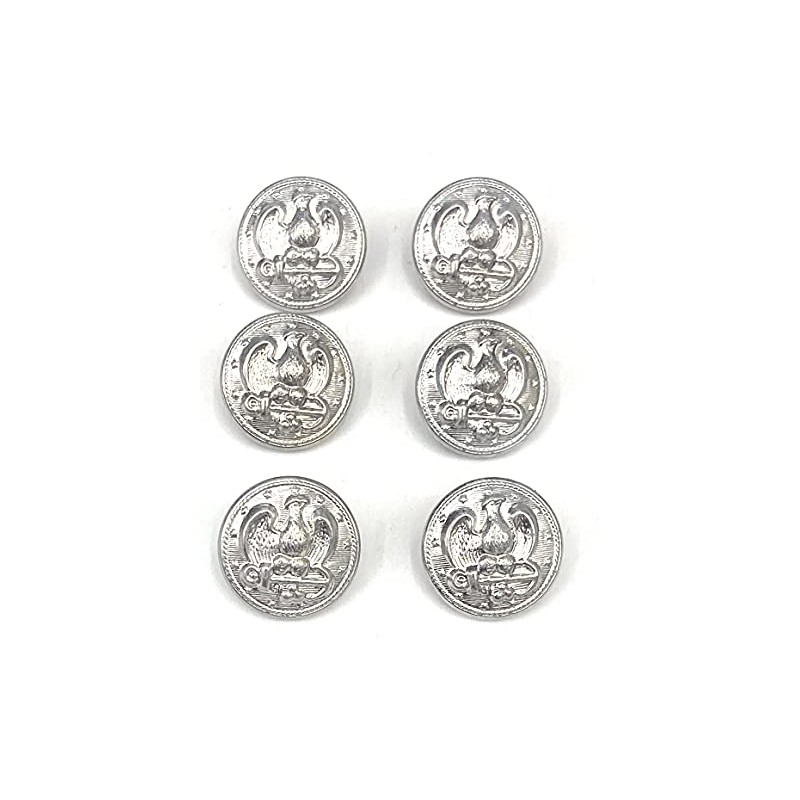 Silver Buttons Sets Eagle Crest Buttons Metal (Six pc. 3/4"