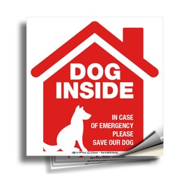 iSYFIX Dog Inside Alert Signs Stickers - 4 Pack 5x5 Inch - Premium Self-Adhesive Vinyl, Laminated for Ultimate UV, Weather, Scratch, Water and Fade Resistance, Indoor and Outdoor red