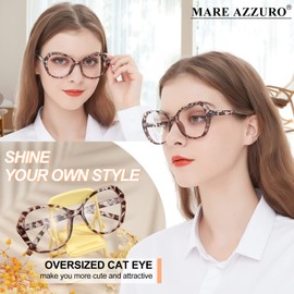 MARE AZZURO Oversized Reading Glasses +6.00 Women Large Cat Eye Readers 1.0 1.25 1.5 1.75 2.0 2.25 2.5 2.75 3.0 3.5 4.0 5.0 6.0 (Leopard, 6.00)