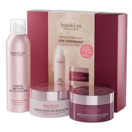 Jean & Len Spa Ceremony Giftbox Peony & Lychee, Premium Gift Box with 3 High Quality Products, Products for Body and Mind, Packaging is FSC Certified, Vegan Gift Set