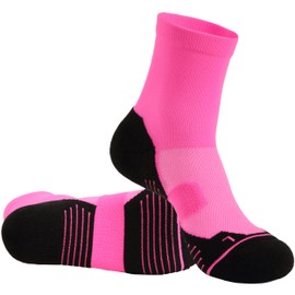 HUSO Compression Tennis Socks Athletic Crew Socks for Men Women Climbing Running Cycling Hiking Basketball,Pink 1-Pack