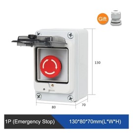 CEKGDB 1P 1NO1NC Emergency Stop Push Button Switch Mushrrom Outdoor Box Tight Control with Protective Cover Enclosure IP65 Waterproof