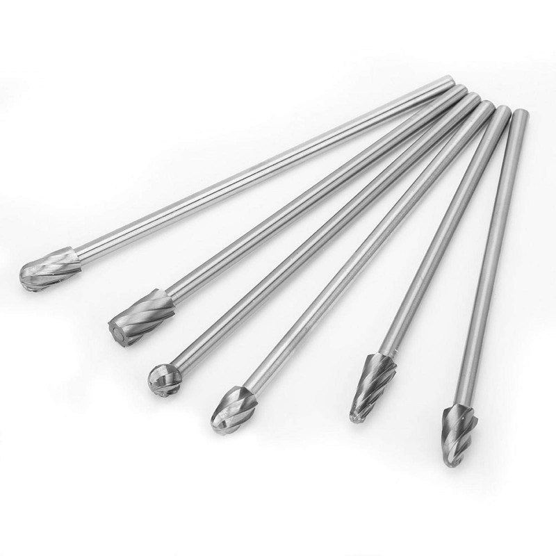 6pcs 6mm Tungsten Carbide Burr Set, 1/4" Shank Aluminum Rotatory