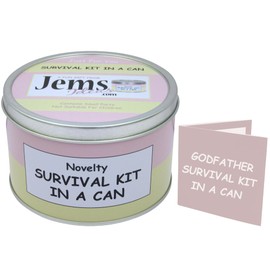 Godfather Survival Kit in a Can – Thank You Gift for Godfather – Unique Keepsake for Baptism, Naming Day, Christmas or Birthday – Funny Novelty Present for Him (Pink/Cream)