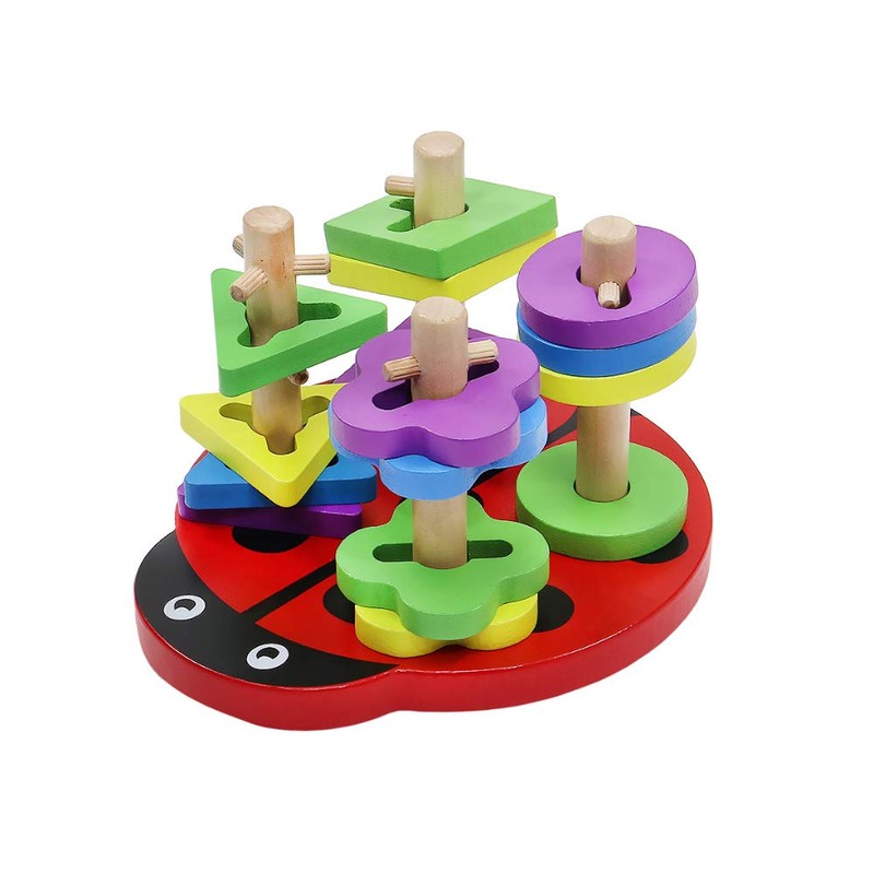 ISO TRADE Wood Form Sorter Stackable Ladybird 7710 Puzzles, Multi-Coloured