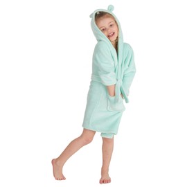 Metzuyan Baby Girls Boys Dressing Gown Fleece Snuggle Robe Hooded White Pink Grey Blue Red Novelty Newborn Green 2-3 Years