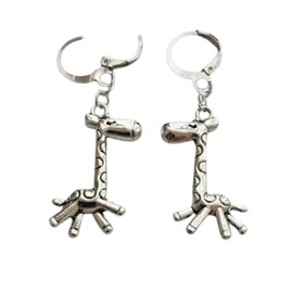 Cute Giraffe Charm Lever Back Earrings, Small Hoop Earrings for Man Woman