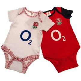 England RFU 2 Pack Babygrow 9-12 Months Bodysuit Vest Sleepsuit Baby England Rugby Fan …