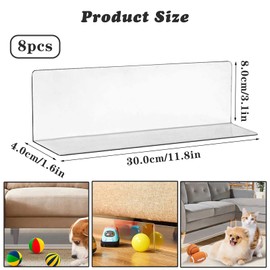Fine jade2 Pack of 8 Transparent Toy Blocker Toy Blocker Under Sofa for Sofa Bed Couch Cabinet Chest of Drawers Kitchen Dust Animals Toy