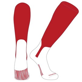 PEAR SOX OTC Baseball Softball Stirrup Socks (S, 7in) Red, White (XL)
