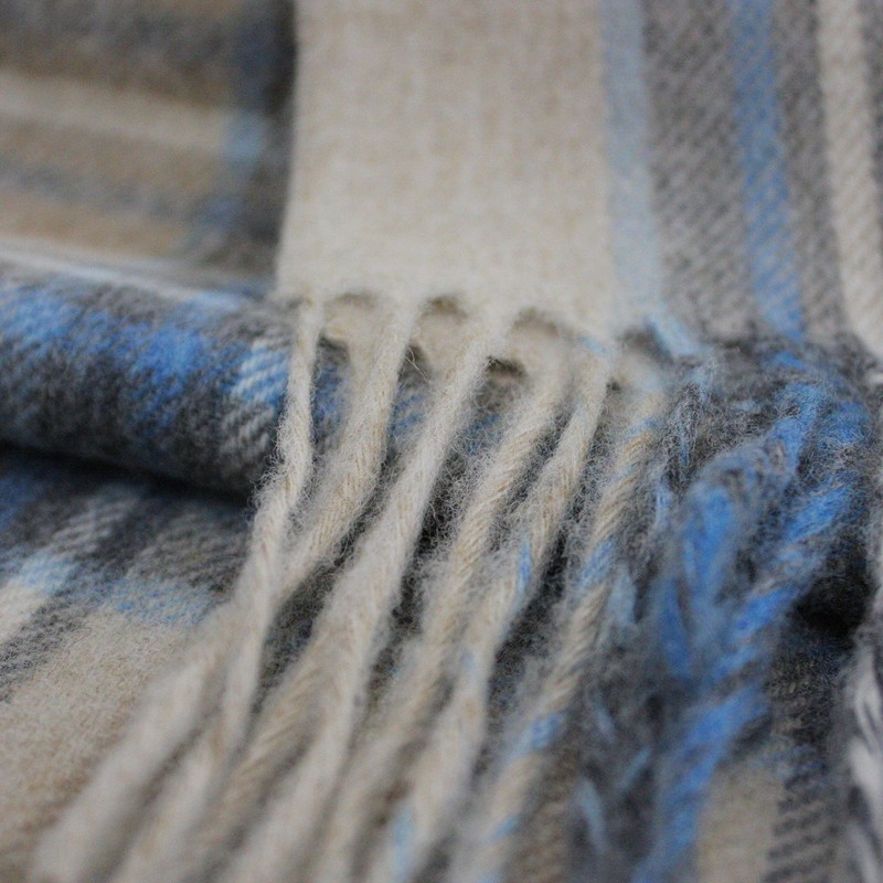 Toei Stole, Muffler, Wool Scarf, Blue Type, 74.8 x 9.8