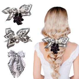 3 Pcs Boho Bandana Hair Claw Clips for Women, Extra Large Claw Clips for Thick Hair Paisley Clip Bow Knot Adorable Claws Non-slip Fashion Accessories Gift Women Teen Girls, Western Hairs Girls
