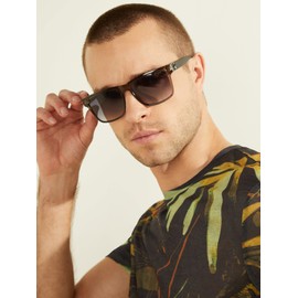 GUESS Factory Men's Gu00004 Polarized Square Sunglasses, Grey, NS