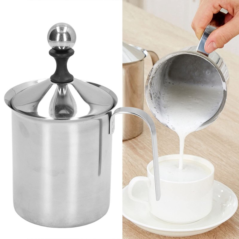 Manual Milk Frother, 27oz Stainless Steel Hand Pump Milk Frother