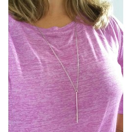 Long tiantian Necklaces for Women Silver Y Lariat Bar Necklace Jewelry for Women Gifts for Teen Girls Earrings Set for Women Initial Necklace for Women Minimalist Drop Bar Y Chain Pendant Vertical Bar Dangle Earrings Jewelry Teenage Girl Gifts Sister Gif