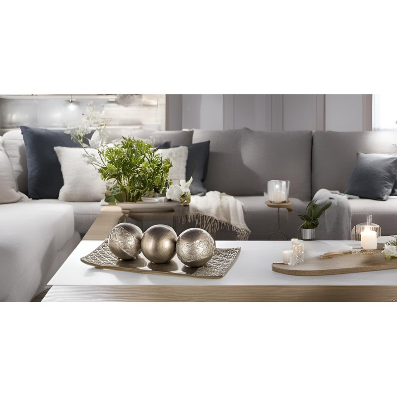 Creative Scents Dublin Silver Decorative Tray and Orbs Balls Set