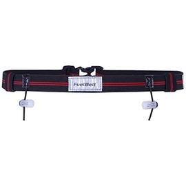 FuelBelt Reflective Race Number Belt, Black/Rush Red