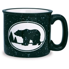 Black and White Woodland Bear Classic Camp Style Ceramic Mug, 15 oz