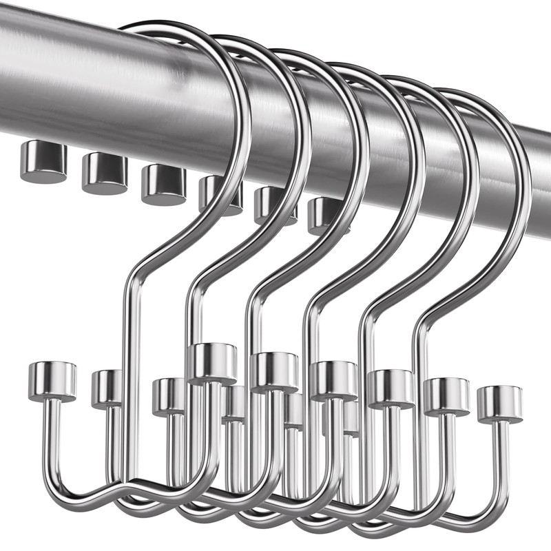 Bathway Shower Curtain Hooks Chrome Shower Curtain Rings, 12 Pcs