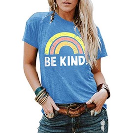 IRISGOD Womens Graphic Tees Casual Summer Loose Fit Tshirts Be Kind Vintage T Shirts