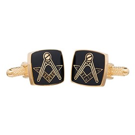 Freemasonry Masonic Black Square and Compass Cufflinks presented In Onyx Art Box
