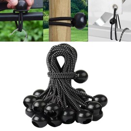 Harilla Pack of 20 Ball Bungee Cords Canopy Tarke Binding Fitness Heavy Duty Bungee Balls for Awnings Outdoor Activities Tarpaulin Poles, Black
