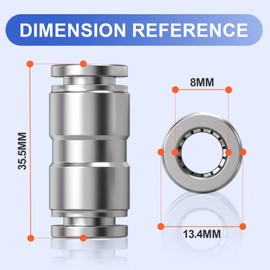 Bwintech 2 pieces 8 mm straight push-to-connect pneumatic fitttog, 2-way statoless quick release PU air ltoe adapter