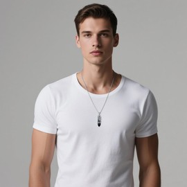 Lattd Saint Michael Necklace with Black Obsidian 925 Sterling Silver St Michael The Archangel Medal Pendant Necklaces Protection Amulet Christian Jewelry, w/Stainless Steel Chain 22'' +2''