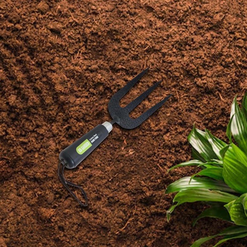 KKTECH Carbon Steel Heavy Duty Hand Fork & Trowel Set