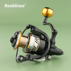 Rooblinos HM 5.2:1 Hand Spinning Reel 235g Aluminium Hand Wheel Plastic Body Anti-Reverse System 1000-7000 SeriesSpool Capacity: 1000 Series
