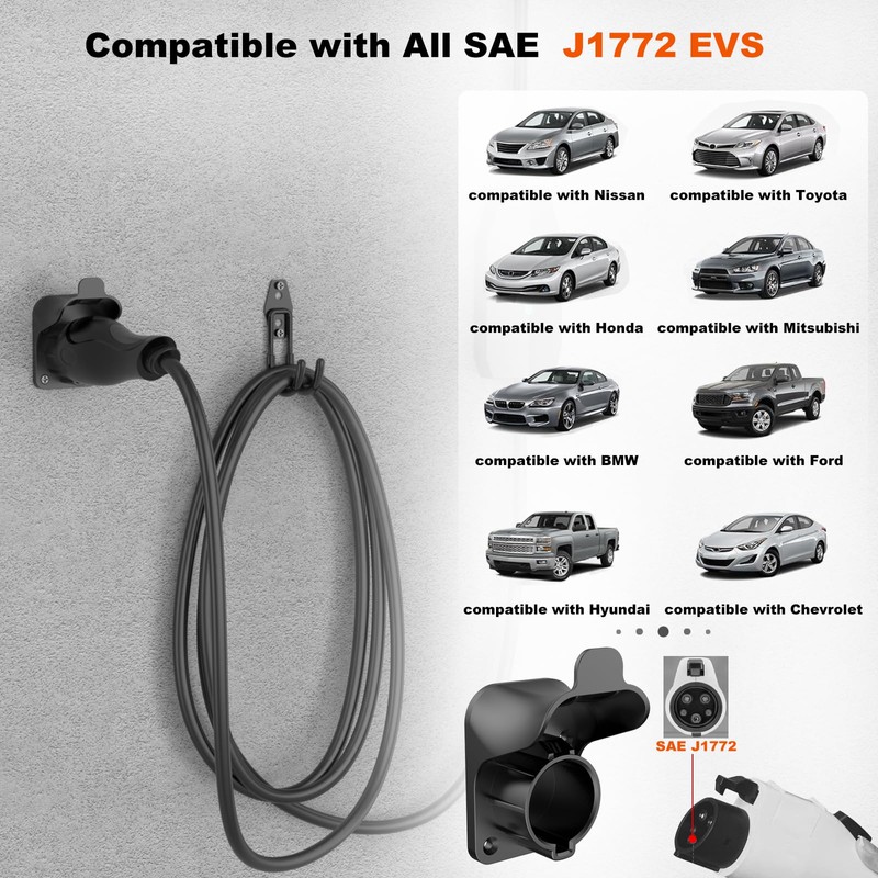 EV Charger Holder Wall Mount J1772 Charging Cable Organizer Heavy