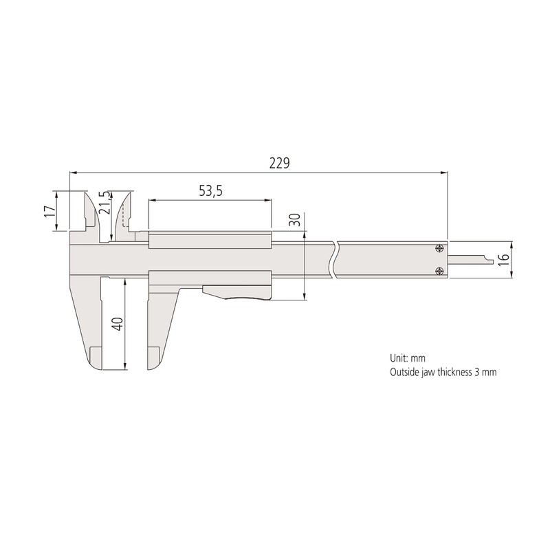 Mitutoyo 531-122 Precision Measuring Slide Calliper with Torque Clamp DIN