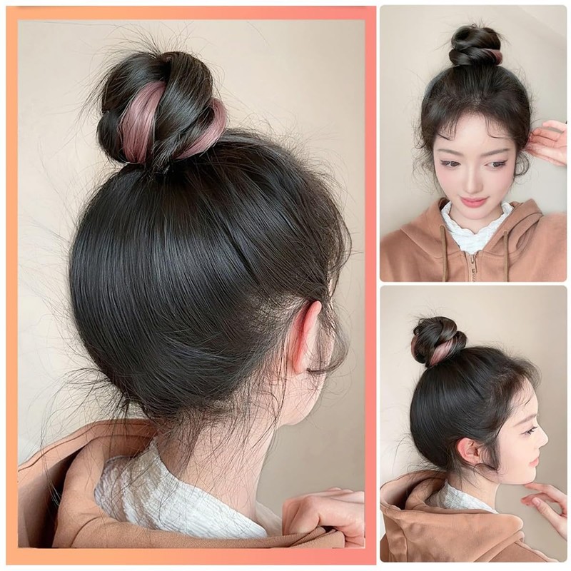 ポニーテールウィッグ 2個セット さくらパウダー ヘアエクステンション ふわふわの巻き毛 ロング ドーパミン 取り付け簡単 サラサラカラーエクステ グラデーション