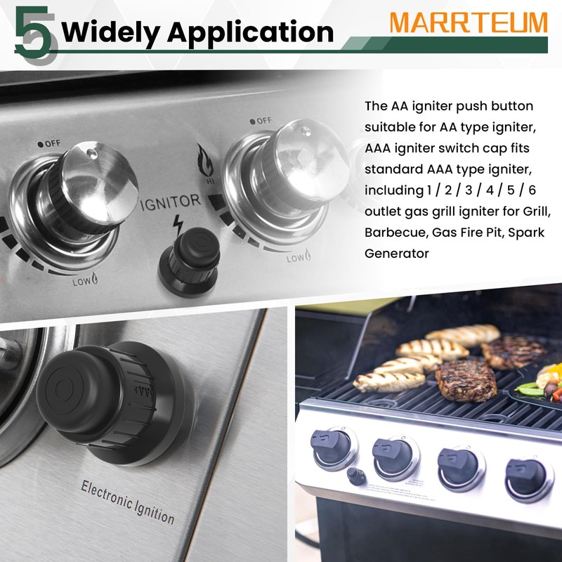 Grill Igniter Button Cap, AA and AAA Spark Battery Pulse