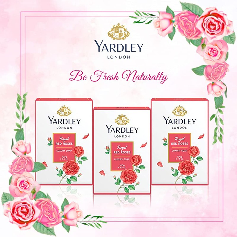 Yardley Soap, Red Roses, 100g (Pack of 3)