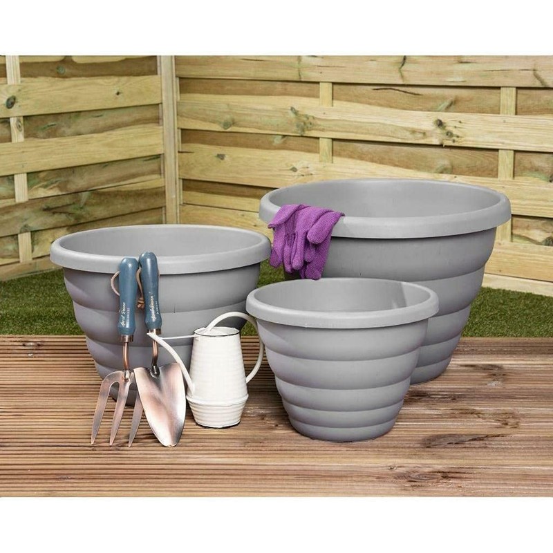 ​Wham Grey Beehive Round Upcycled Planter 32cm For Indoor &