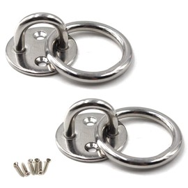 Flomore M8 Ceiling Hook Pad Eye Plate 304 Stainless Steel Wall Mount Hook Heavy Duty for Hanging (Pack of 2,Screws Included)