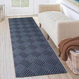 Petgrow Hallway Runner Rug 2FTX6FT,Super Skid Resistant TPR Backing Area Rug Runner, Indoor Outdoor Carpet Door Mat for Floor Entryway Kitchen Laundry Balcony Garage Corridor Stair,Grey