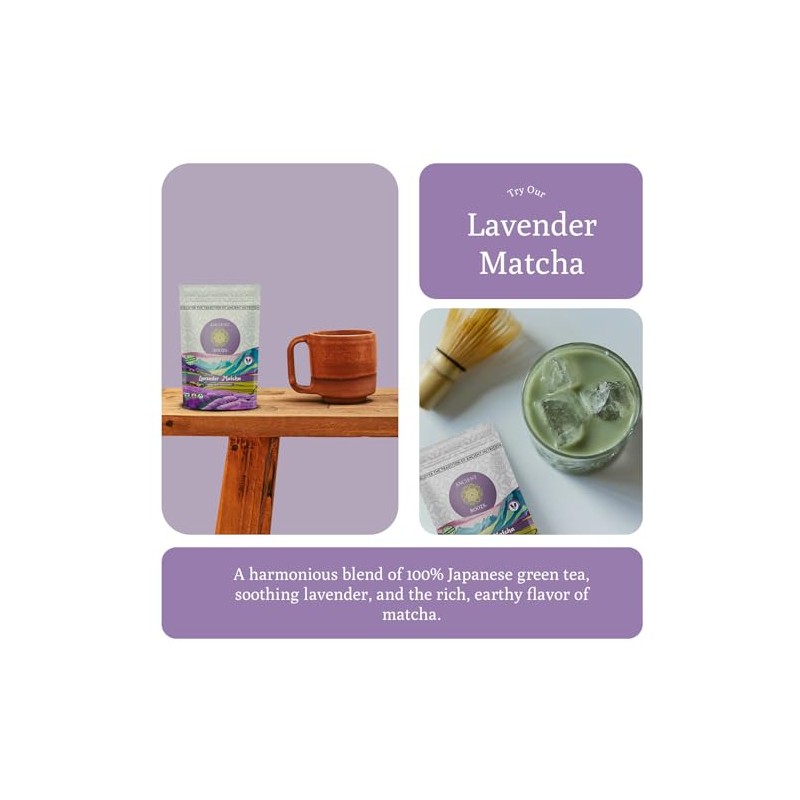 Ancient Roots Matcha de lavanda - Té verde en polvo