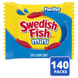 SWEDISH FISH Mini Soft & Chewy Candy, Bulk Candy, 140 Snack Packs