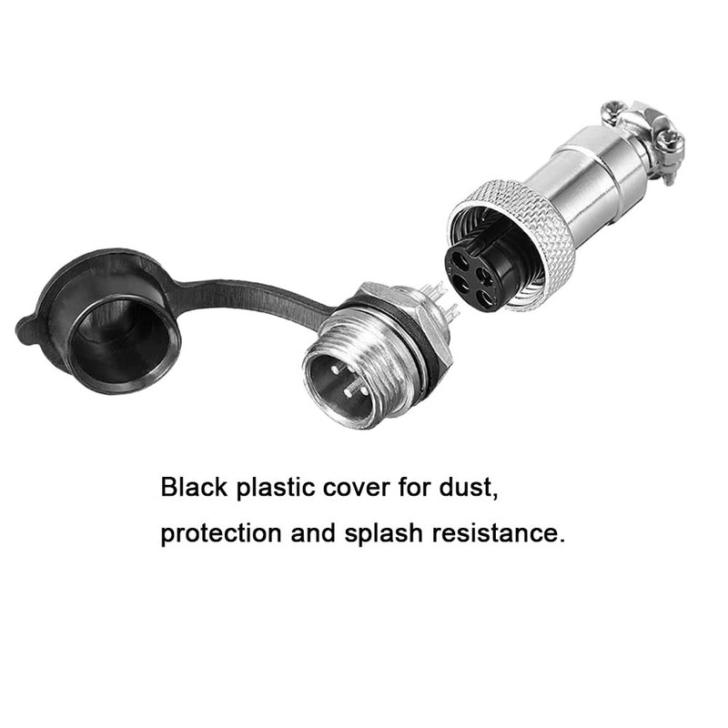Aiqeer 5 Pcs 4-Pin GX12 Aviation Connector, 12 mm Thread