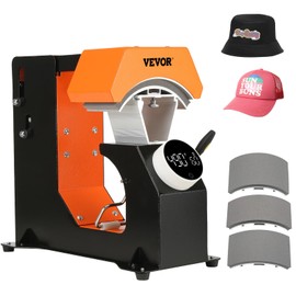 VEVOR 3-in-1 Auto Hat Heat Press Machine for Caps - No Crease, Automatic Release&Press Knob-Style Digital Control Panel, with 3pcs Interchangeable Platens(6.6" x 2.7", 6.6" x 3.8", 6.1" x 3")