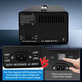 YVQVNDF 4000W Auto Recoginze Voltage Converter Transformer, Step Up/Step Down from 110V-220V / 220V-110V, Power Converters with US Outlets and Universal Outlets, Fully Grounded (Auto Transform 4000W)
