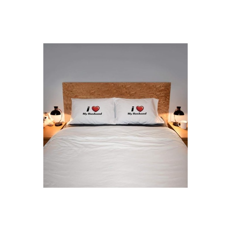 2 x 'I Love My Husband' Cotton Pillow Cases (PW00040102)